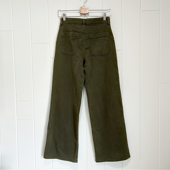 American Eagle Super High Rise Baggy Wide Leg Khaki Green Pants - Picture 3 of 5